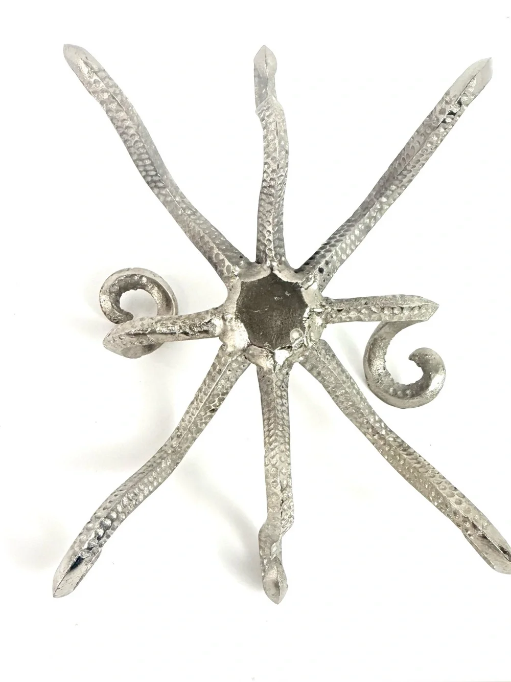 Vintage Octopus Pewter Finish Shelf Decor Coastal Nautical Statue Metal Design